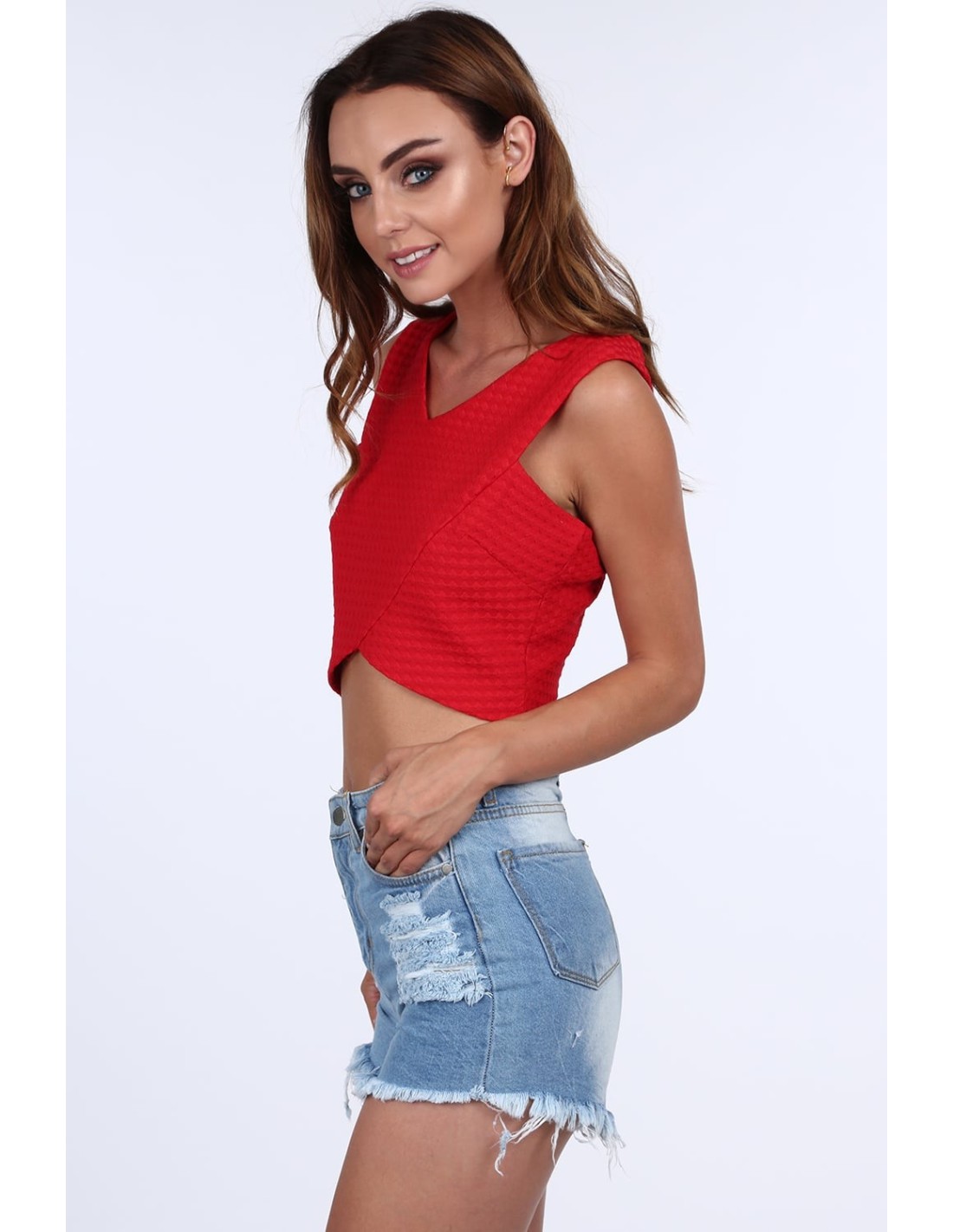 Top with zipper on the back, red 20688 - Online store - Boutique